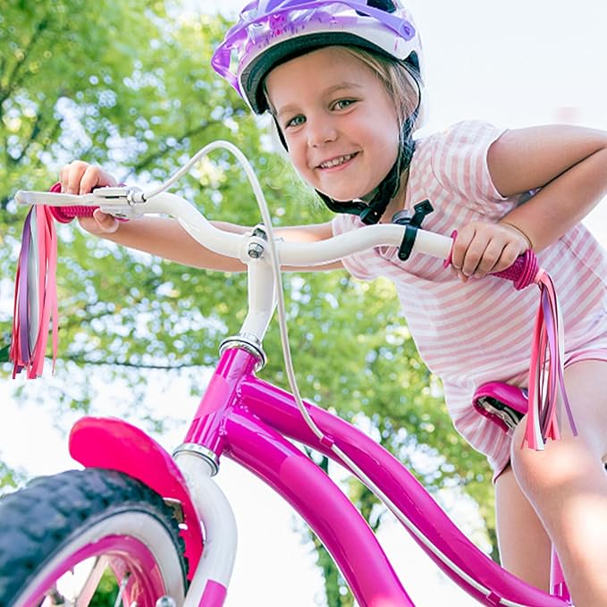 U-LIAN Kids Bicycle Tassel Ribbon,Children Scooter Handlebar Streamers Bicycle Grips Ribbon Baby Carrier Accessories Easy Attach to Bike's Handlebars…