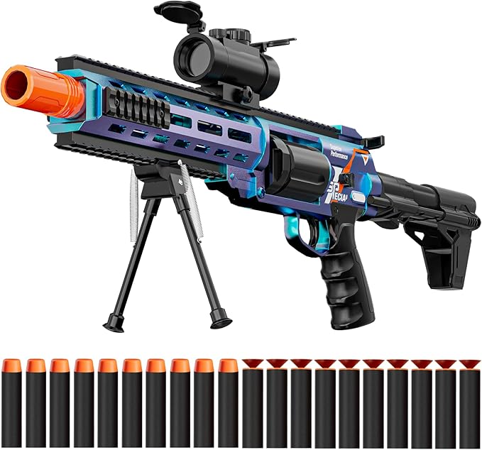 Soft Bullet Toy Gun Shotgun - Foam Dart Blaster Laucher Realistic Outdoor Play Adventure Force Level Bolt Action Plastic Fake Shot Gun Sniper Rifle Pistol Revolver Cool Kids Gifts Boys Age 8-12