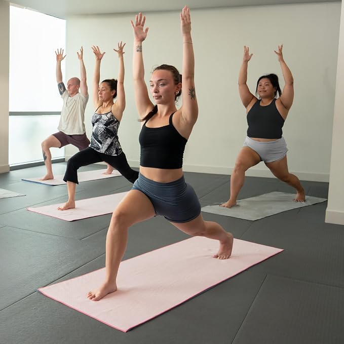 S&T INC. Aura Yoga Mat Towel with Non-Slip Grip, Enhanced Silicone Grip, Soft and Absorbent for Gym, Pilates, and Hot Yoga Mat, 2 Pack, 24 inches x 72 inches, 340GSM, Grey