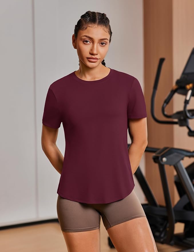 PINSPARK Soft Workout Tops for Women UPF 50+ Sun Protection Shirt Quick Dry Athletic Running Hiking Travel Basic Tee Shirts