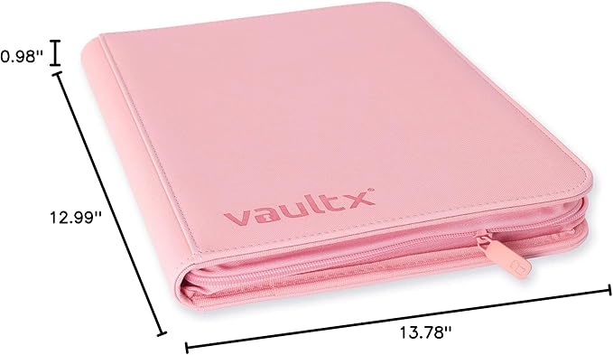 Vault X 12 Pocket Zip Binder, 480 Cards, Exo-Tec Material, 20 Side-Loading Pages (Pink)