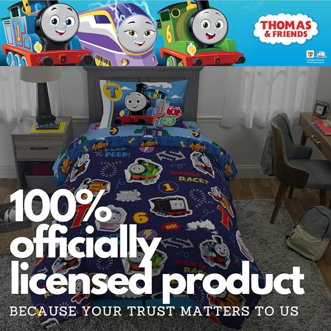 Franco Thomas & Friends Kids Bedding Super Soft Comforter and Sheet Set with Sham, 5 Piece Twin Size, (Officially Licensed Product)