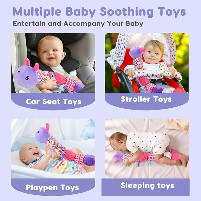 Baby Girl Toys 0-3-6 Months Musical Stuffed Animals Plush Caterpillar Toy with Crinkle Rattles Tummy Time Development Sensory Toys infants 6-9-12 Months Newborn Girls Boys Shower Valentines Day Gifts