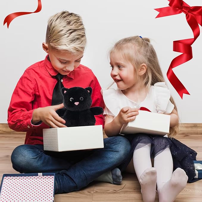 Sew Butiful 8" Black Cat Stuffed Animals Plush, Cute Plushie for Animal Themed Parties Teacher Student Award, Animal Toys for Baby, Boy, Girls, Great for Nursery, Room Decor, Bed