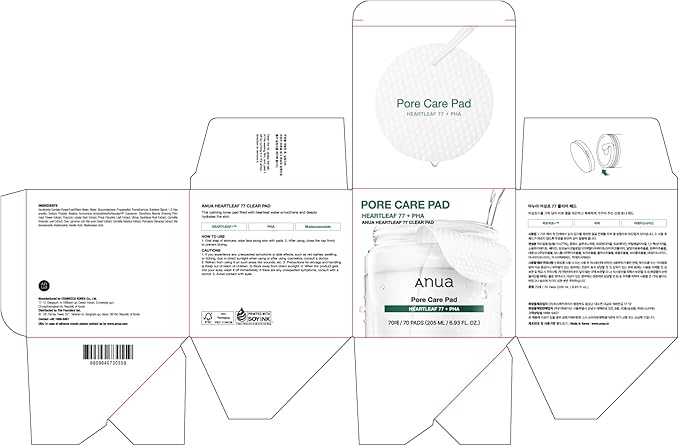 ANUA Heartleaf 77 Toner Pad 70 Sheets, PHA Dead Skin Care Low pH with Korean toner pads, Daily exfoliating, Quick & Easy Facial Mask With Hearleaf, Korean Skin Care