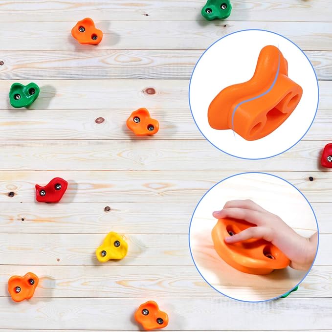 SEKKVY 25 Climbing Holds for Kids, Multi-Color Rock Wall Kit for Indoor Outdoor Play Set, With Mounting Hardware