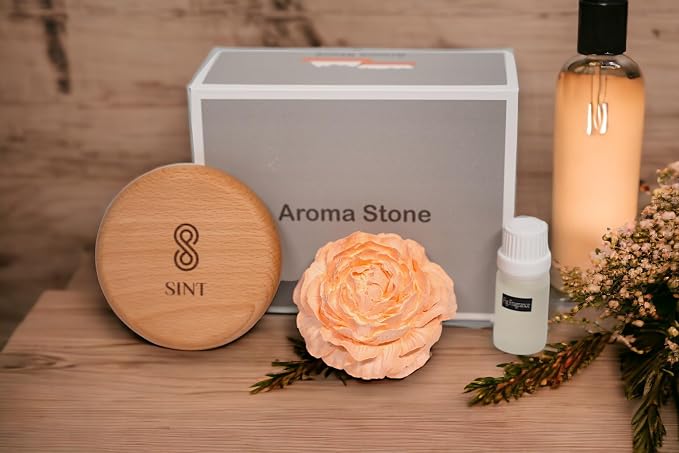 SINT Aroma Diffuser Diatomite Tree Peony Flower | Essential Oil Diffuser with Aromatherapy Fragrant Oil | Diffusers for Home, Oil Diffuser, Room Décor | Orange, Fig Fragrance 10 ML