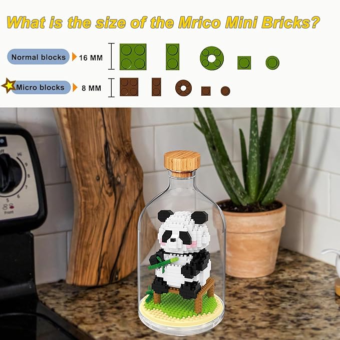 Creative Panda Toy Building Set,Adult Mini Animal Friend Set,Party Favors Gift for Kids,Animal Lovers Office Home Decor Building Block,New Year Easter Birthday Gift for Boys Girls(Eating)