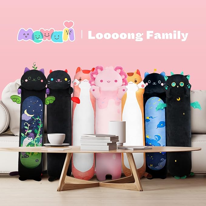 Long Axolotl Plush 5 Sizes, 120% Extra Filling Giant Plushness Kids Body Pillow, Kawaii Cute Pink Axolotl Stuffed Animals Plushies, Big Long Body Pillow Cat Plush Gift for Girls 44”
