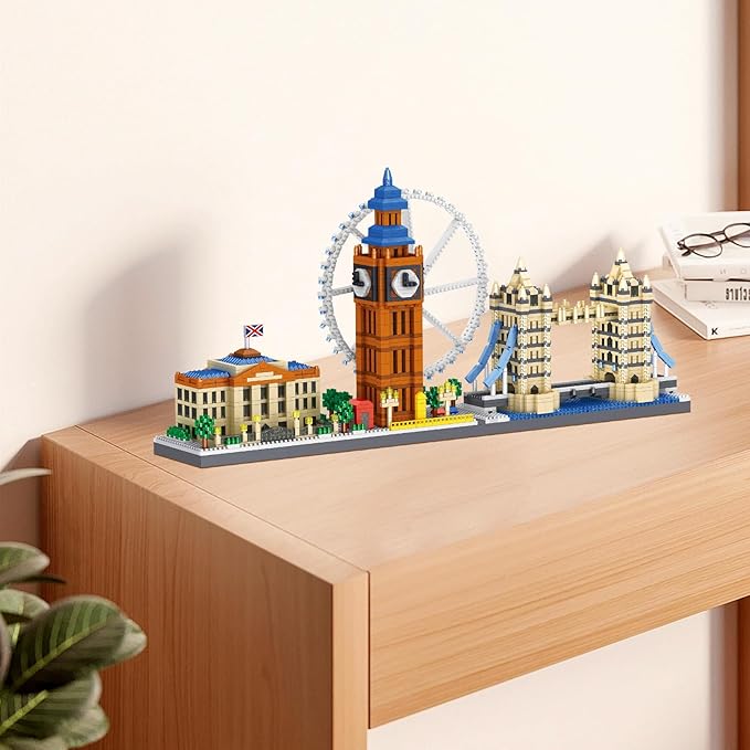 Architecture London Skyline Collection Micro Mini Building Set,3110Pcs Famous Landmarks Model Building Toys with London Eye,Big Ben,British Museum,Tower Bridge,STEM Creative Gift for Adults Kids 6+