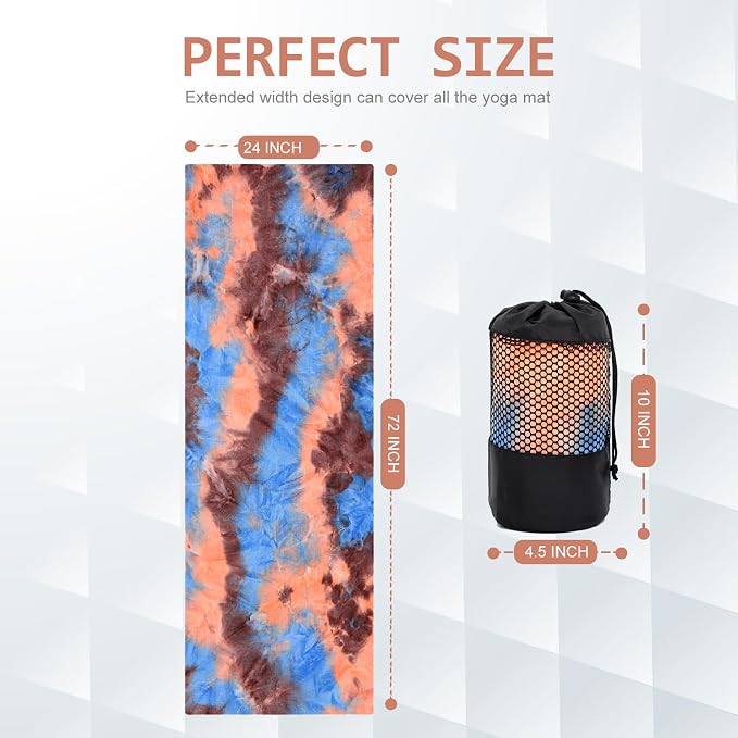 Eunzel 2 Pack Yoga Towel,Hot Yoga Mat Towel with Grip Dots Sweat Absorbent Non-Slip for Hot Yoga, Pilates and Workout 24" x72, Ocean & Canyon