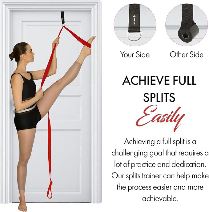 Stretching Strap With Door Anchor - Stretching Equipment to Improve Legs Flexibility - Splits Trainer For Home Ideal In Ballet, Dance, Cheerleading, Taekwondo, Yoga, Pole Dancing & Gymnastics