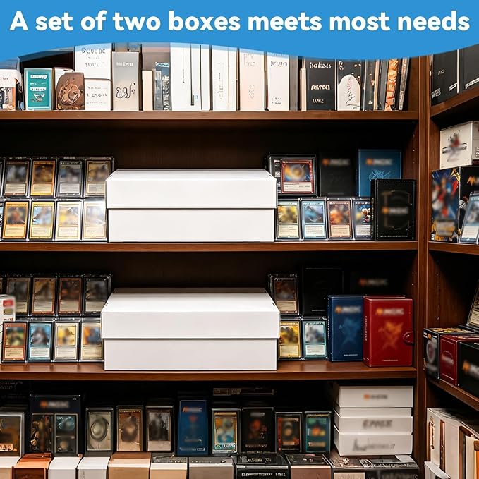 2 Pack Trading Card Storage Box, 4 Row 3200 Count Bulk Cardboard Card Boxes for Sports, TCG, MTG, Toploader