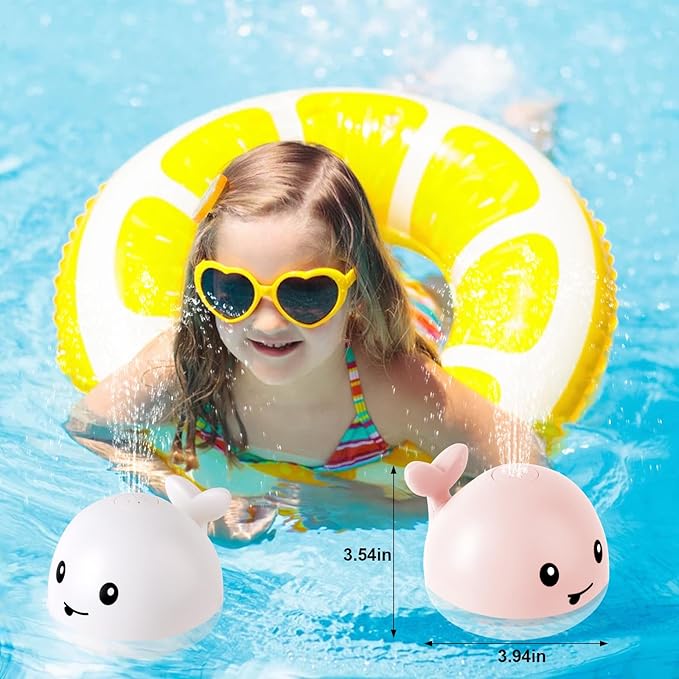 Baby Bath Toys for Kids Ages 1-3, Valentines Day Gift for 1 2 3 Year Girl, Whale Bath Toy Sprinkler Light up Bath Toys for Babies 6-12 Months, Toddler Bathtub Toys Newborn Baby Birthday Gifts
