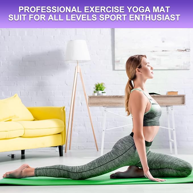 3 mm Thin Yoga Mats Bulk, Lightweight PVC Exercise Mats Non Slip Workout Fitness Pads for Yoga Pilates Stretching Classes Gym Home Studio, Easy to Clean