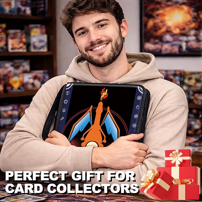 1008 Card Binder 9 Pocket, 3-Ring Trading Card Binder with 56 Page Removable Sleeves, High Storage Waterproof Trading Card Holder Collection Album Carrying Organizer for MTG TCG Cards-Dragon&Turtle