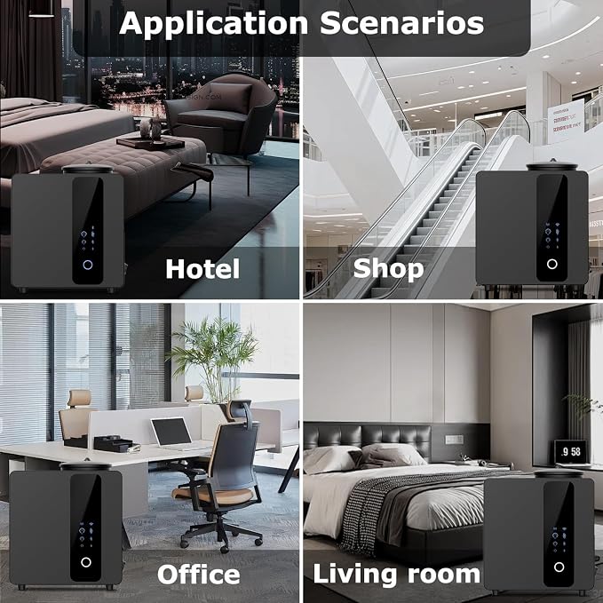 2026 Upgraded HVAC Scent Diffuser Machine Kit, Includes 2 Premium Oils, Wi-Fi Control, Cover 5000 Sq.Ft, Waterless Cold Air Aromatherapy Essential Oil Hotel Fragrance Diffuser for Large Room - Black