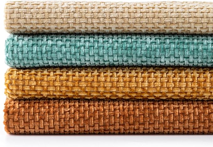 MIULEE Soft Decorative Chenille Fall Pillow Covers Beige Orange Teal 18x18 | Pack of 4,Rustic Home Decor, Retro Vintage Set, Couch Throw Pillows, Farmhouse Boho Cushion Covers for Sofa Bed Living Room