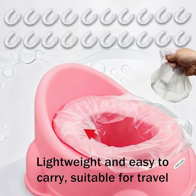 100Pcs Potty Liners - Disposable Potty Training Liners Bags for Portable Travel Toilet Seat Covers For Toddlers Kids (Clear Elastic)