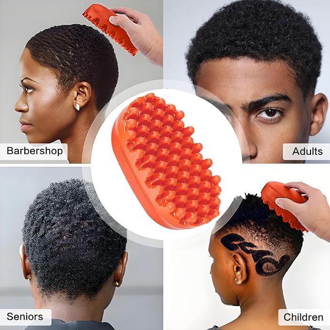 Rubber Curling Hair Brush,Premium Twist Tool for Afro Hair,Ideal for Curly, Coiled, 4C Hair,Quick & Easy Styling,Orange
