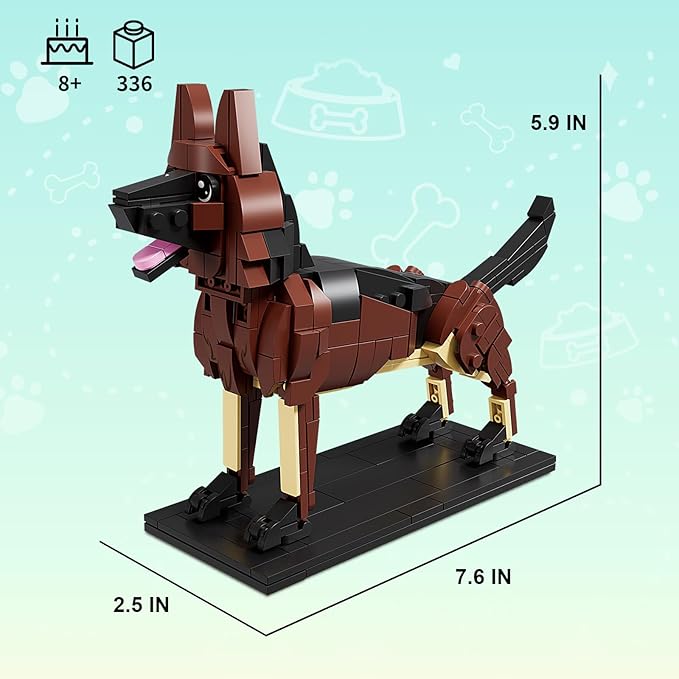 KAZI Adorable Dogs Building Toy Set,Dog Gifts for Animal-Lovers,Ideas German Shepherd Dog,Building Set for Girls Boys,Creative Buildable Toys for Kids 8+,Party Favors,Gifts for Halloween Christmas