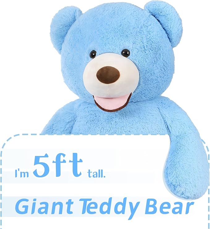 MaoGoLan Giant Teddy Bear Plush 5ft, Cute Valentines Teddy Bear Stuffed Animal with Smiling Face, Gift for Girlfriend Boyfriend Wife on Anniversary,Christmas Long Distance