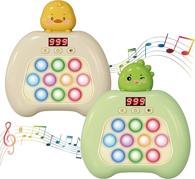 Fast Push Pop Fidget Toys for Kids, Handheld Puzzle Game with LED Screen & Multiplayer Mode, Sensory Toys for 3-12 Year Old Girls Boys, Fun Battle Gifts for Friends(Dinosaur)