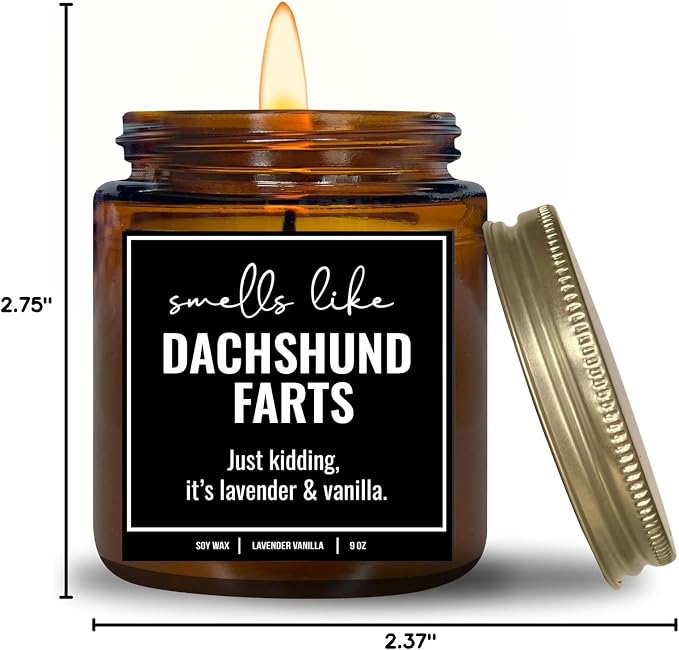 You Nique Designs, Dachshund Candle, 9 Oz, Dachshund Gifts for Women, Weiner Dog Gifts, Daschund, Wiener Dog, Daushaund, Dashound, All Natural Soy Vegan Aromatherapy Candles (Lavender & Vanilla A)