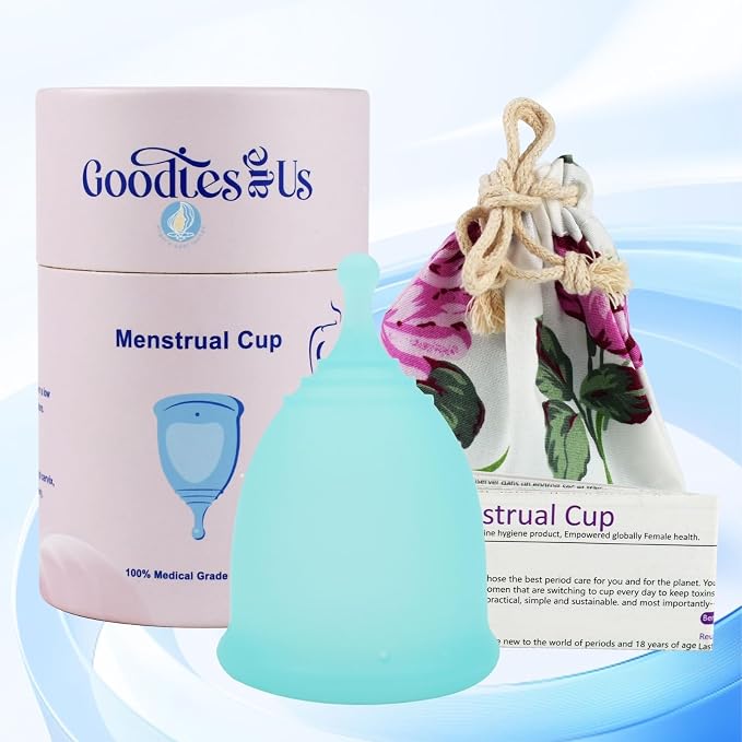 Angel's Peel Lounge Menstrual Cup for Women - 100% Medical-Grade Leak-Free Soft & Flexible Silicone Cup - 12 Hour Leak Protection Eco-Friendly & Reusable Period Cups for Women - Blue - Large