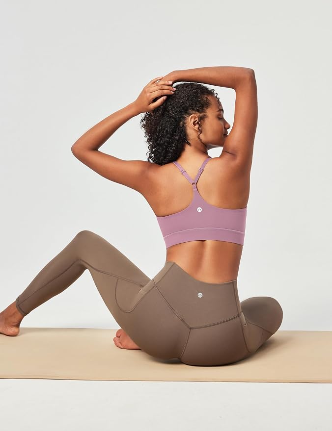 Heathyoga Sports Bras for Women Adjustable Strappy Sports Bra Y-Back Low Impact Racerback Workout Bra with Removable Pads