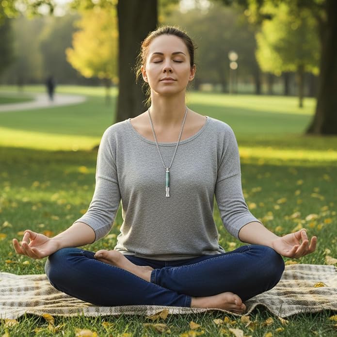 Breathing Necklace, Natural Stone Breathe Free Necklace Classic Shift for Stress Relief, Anxiety Necklace Mindful Breathefree Tool for Calm, Portable Wellness Gift for Adults