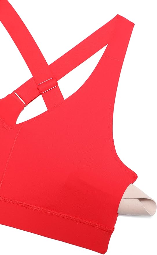 CRZ YOGA Butterbreeze Criss Cross Back Sports Bras for Women - V Neck Adjustable Straps Padded Workout Training Crop Top