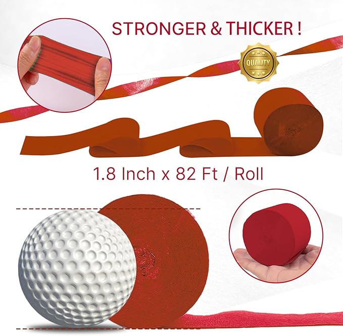 PartyWoo Pink and Red Crepe Paper Streamers 6 Rolls 492 ft Pack of Hot and Red Crepe Paper for Baby Shower Valentine's Day Bachelorette Birthday Party Decorations (1.8 Inch x 82 Ft/Roll)
