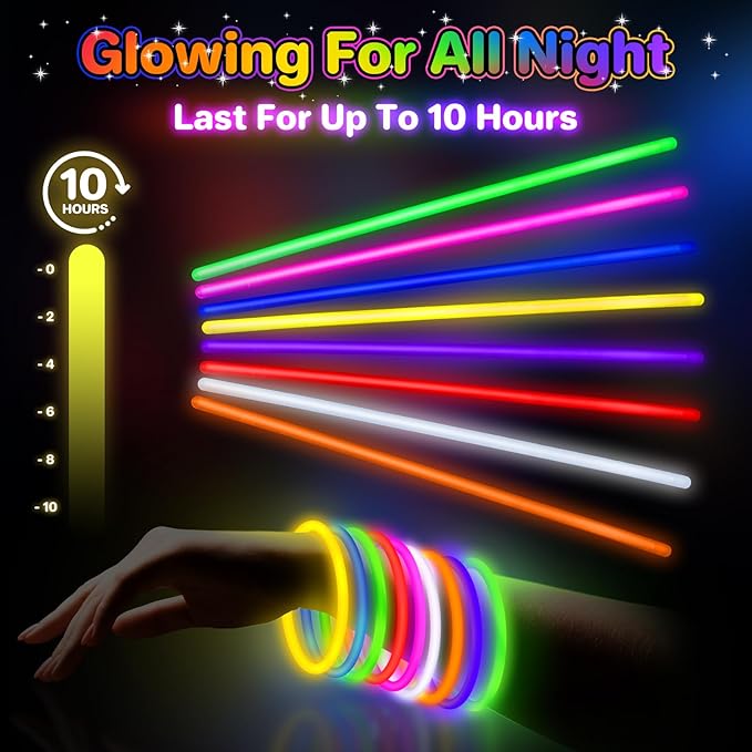 SpringFlower 800Pcs Glow Sticks Bulk Party Supplies, Glow Sticks for Kids Party Favors, Glow in The Dark Party Supplies, Light Up Party Decorations, Halloween, Easter , Wedding, Birthday,