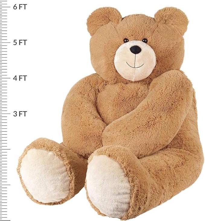 Vermont Giant Teddy Bear 6 Feet | Eco-Friendly Large Stuffed Animal | Stuffed in USA with 100% Recycled Filling That Saves 500 Bottles per Plush