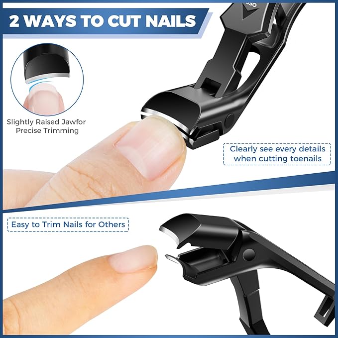 Toenail Clippers for Seniors Thick Toenails, 2026 Upgrade Angled Nail Clipper for Seniors, Toe Nail Clippers for Men with Wide Jaw Opening, Sharp Heavy Duty Fingernail Clipper Cutter with Catcher
