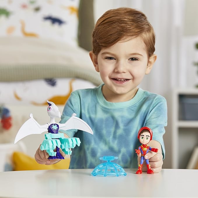 Spidey and his Amazing Friends Marvel Dino-Webs Ghostasaurus & Spidey 4-inch-Scale Spider-Man Action Figure Set, Toys for Kids Ages 3 and Up