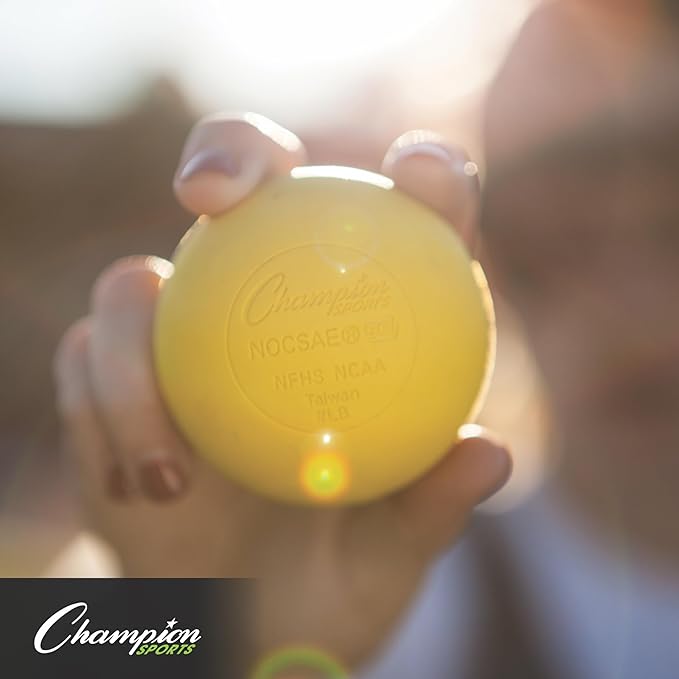Champion Sports Lacrosse Balls – Official Size SEI Certified, Multi-Color Packs of 3, 6, or 12 for Practice & Games