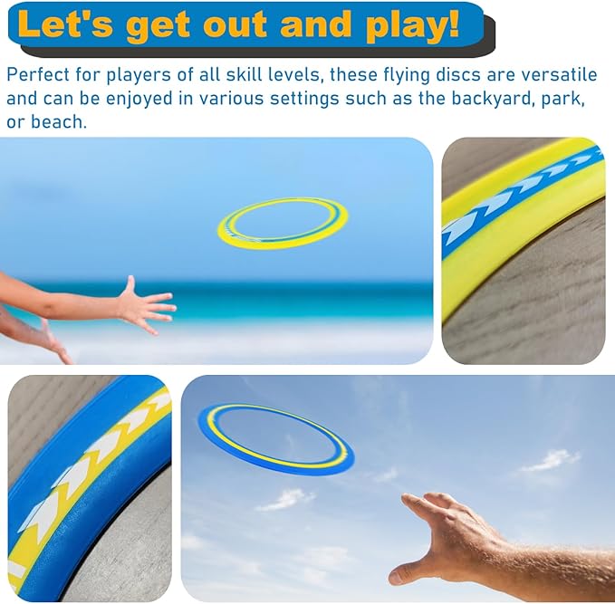 Senston Flying Discs Easily Catch and Throw Sports Disc 11 Inch Soft Flying Discss Colorful Flying Discs 3 Pcs for Pool Backyard Family Fun