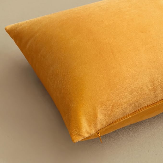MIULEE Velvet Throw Pillow Covers 18x18 Inch Pack of 2 Gold | Soft Solid Decorative Pillow Covers, Modern Luxury Home Decor, for Couch Chair Sofa Bedroom Livingroom