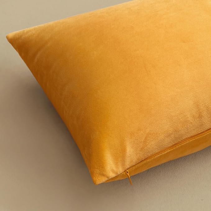 MIULEE Velvet Throw Pillow Covers 20x20 Inch Pack of 2 Gold | Soft Solid Decorative Pillow Covers, Modern Luxury Home Decor, for Couch Chair Sofa Bedroom Livingroom