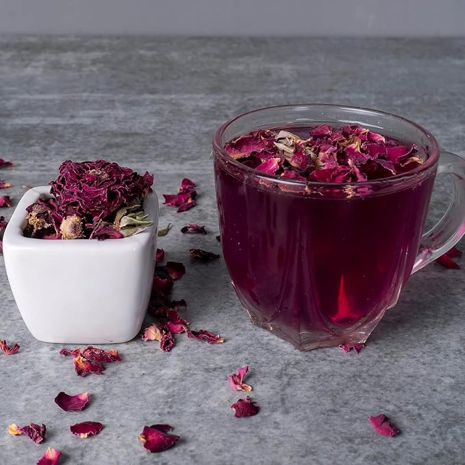Cure With Pure Dried Rose Buds & Dried Rose Petals 1LB Edible Rosebuds & Dried Roses For Tea, Baking, Relaxing Bath, Rose Water, & Potpourri Handpicked, Preservative Free Edible Dry Rose Petals