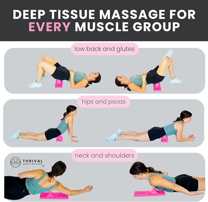Thrival Bullseye - Psoas Muscle Release Tool with Thrival App for Hip Flexor, Back, Hamstring, Glute, Iliacus, and Neck Pain - Deep Tissue, Trigger Point, and Myofascial Release - Pink