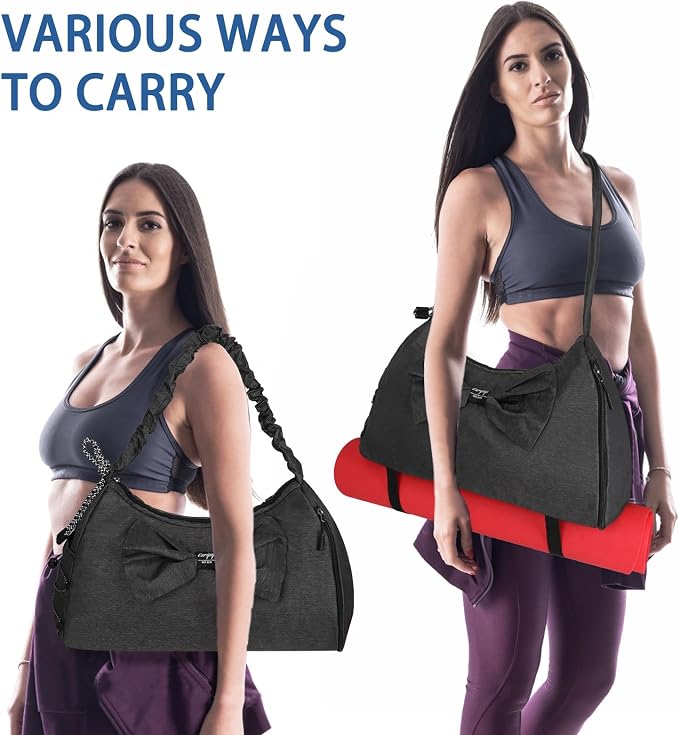 LARIPOP Yoga Bag for Women, Gym Duffel Bag with Shoe Compartment, Wet Dry Separate Pocket, Adjustable Yoga Mat Holder, Travel Weekender Carry On Overnight Bag