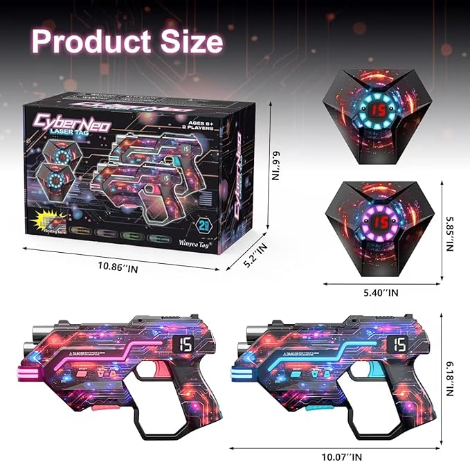 Laser Tag Guns Set of 2: LED Vest Setting | Dynamic Barrel | Fun Ideas Age 8+ Year Old Toys | Lazer Game Teen Boys & Girls Outdoor Activity | Gift for Kids, Teens & Adults
