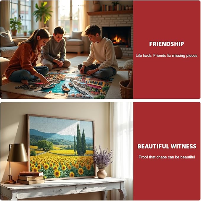 Puzzles for Adults 1000 Pieces, 2 Pack Fall Puzzles, Castle and Swan Design, Jigsaw Puzzles for Game Night, Ideal for Family Fun