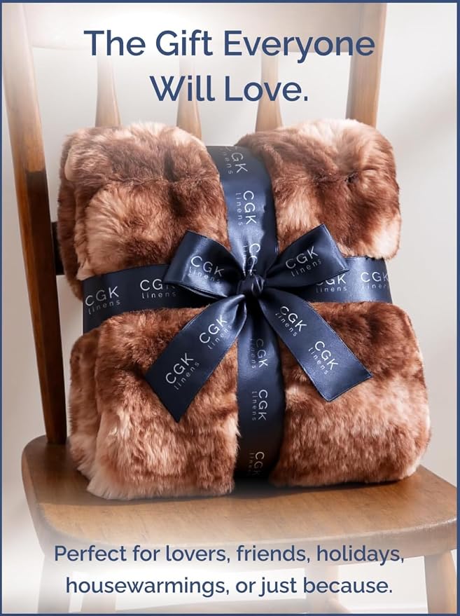 3D Fleece Bubble Blanket Twin - Rabbit Blanket - 60" x 80", Marble Brown | Soft Fluffy Faux Fur Blanket for Couch Sofa & Chair, Cozy Gifts for Women, Tie Dye Cloud Throw Bed Cover, Thick Plush Bedding