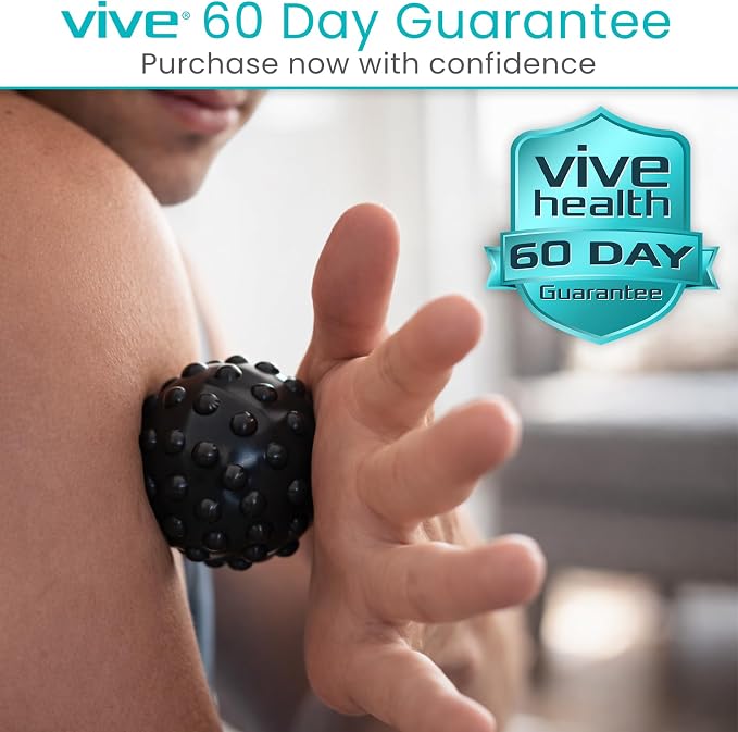 Vive Massage Ball Set (4 Piece) - Plantar Fasciitis Relief Foot Pain Hot Cold Therapy - Heel Spur, Sore Muscle, Trigger Point, Back, Arm, Neck, Shoulder, Leg Circulation Roller