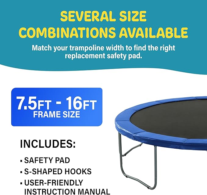 Machrus Upper Bounce Round Trampoline Replacement Safety Pad Spring Cover, Protective Accessories