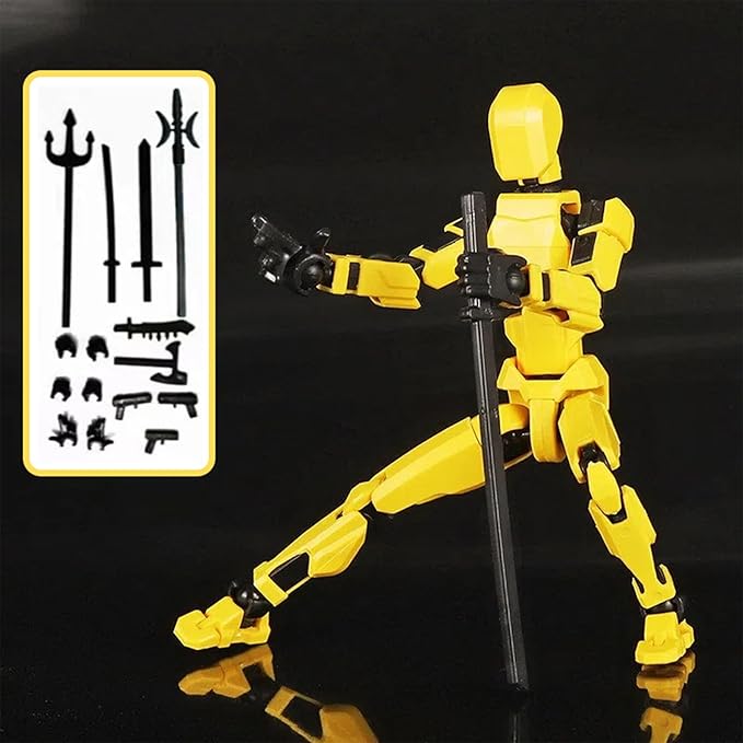 4-Pack Titan T13 Action Figures Set - Assembled Robot Anime Figures with Movable Joints - Fidget Toys for Boys and Girls (White, Yellow, Blue, Red)